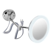 Acrylic Face Lit Magnification Mirror - 8" Plug-In 5x Magnification - Chrome