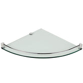 Single Glass Corner Shelf with Railing with Tempered Glass Chrome