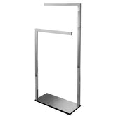Double Bar Floor Towel Stand - Square - Polished Stainless