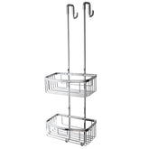 Double Wire Basket for installation over shower door with 2 hooks - Chrome