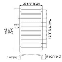 NVELUP: 10 Bar Round - Evenly spaced 120V, 60Hz, 125W - 304SS comes with Hardware Kit HWK and NEW metal on-off switch