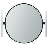 Round Matte Black Mirror with Side LED Strips - 3000-6000K 3 Button Touch Switch
