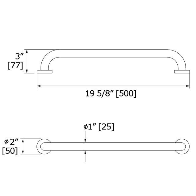 Grab Bar - Straight 19 5/8" Matte Black