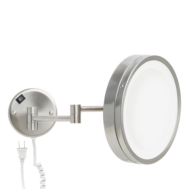 Lit Mirror - 10" Dia. Plug-In LED  - 5x Magnification - Brushed Nickel)