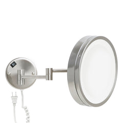 Lit Mirror - 10" Dia. Plug-In LED  - 5x Magnification - Brushed Nickel)