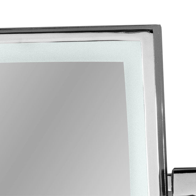 Square Magnification Mirror - Plug In LED - 5X Mag, Finish: Chrome