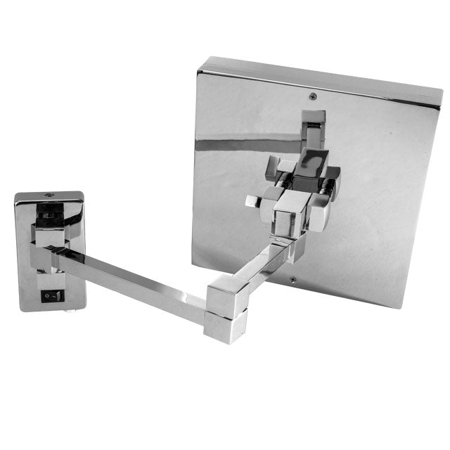 Square Magnification Mirror - HARDWIRE LED - 5X Mag, Finish: Chrome - 6000K