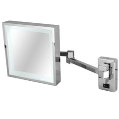 Square Magnification Mirror - HARDWIRE LED - 5X Mag, Finish: Chrome - 6000K